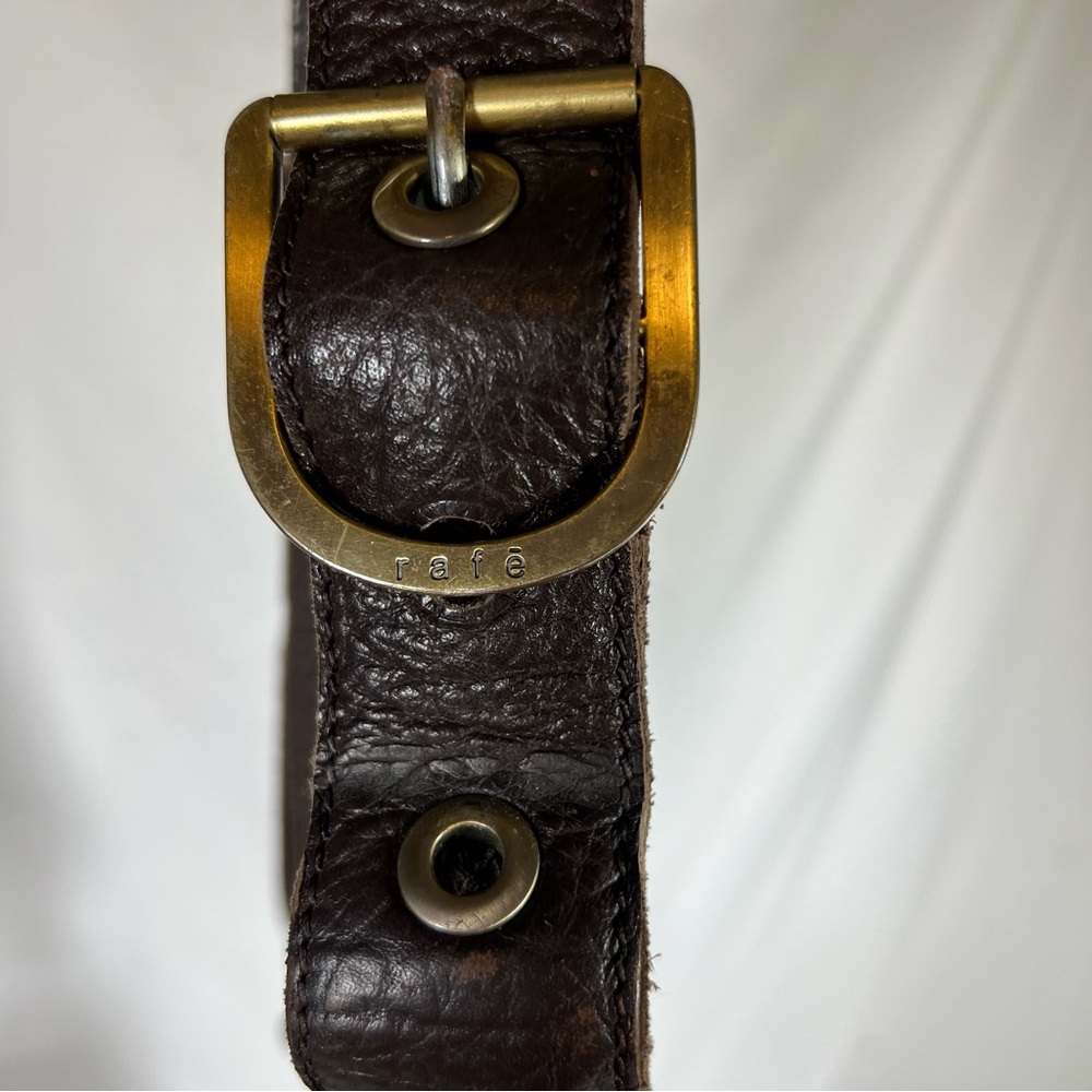 Rafe New York Distressed Pebbled Leather Studded Brown Crossbody Shoulder Bag - Picture 7 of 16